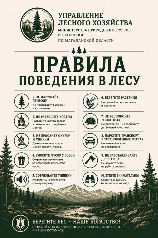 Министерство природных ресурсов и экологии Магаданской области напоминает о правилах поведения в лесу Министерство природных ресурсов и экологии Магаданской области напоминает о правилах поведения в лесу