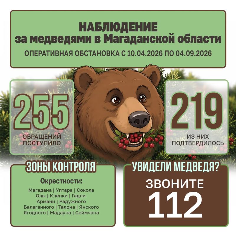 За неделю сотрудникам Госохотнадзора поступило 6 обращений по поводу выхода медведей к людям, все из них подтвердились
