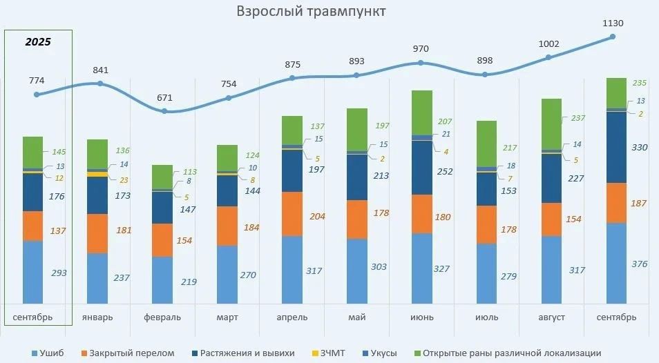 Взрослый травматизм продолжает расти, детский снижается