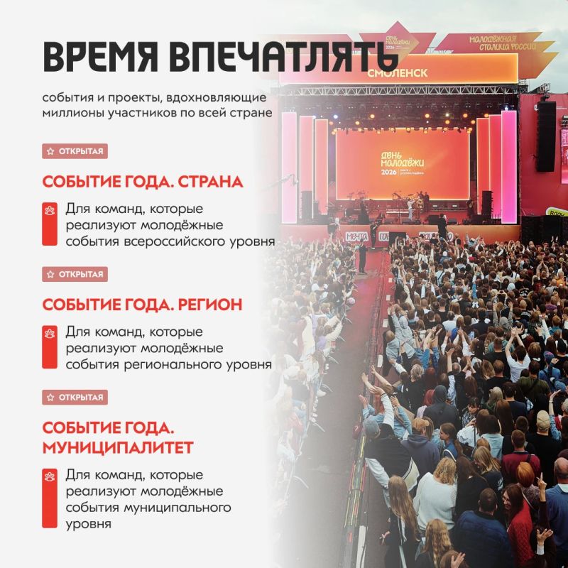 Открыт прием заявок на участие во Всероссийской премии молодежных достижений «Время молодых» Открыт прием заявок на участие во Всероссийской премии молодежных достижений «Время молодых»