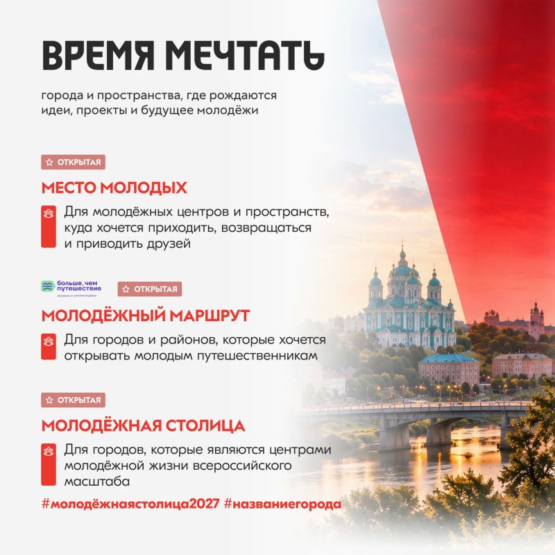 Открыт прием заявок на участие во Всероссийской премии молодежных достижений «Время молодых» Открыт прием заявок на участие во Всероссийской премии молодежных достижений «Время молодых»